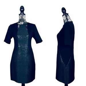 Coast black snakeprint mesh detail sheath dress size 6